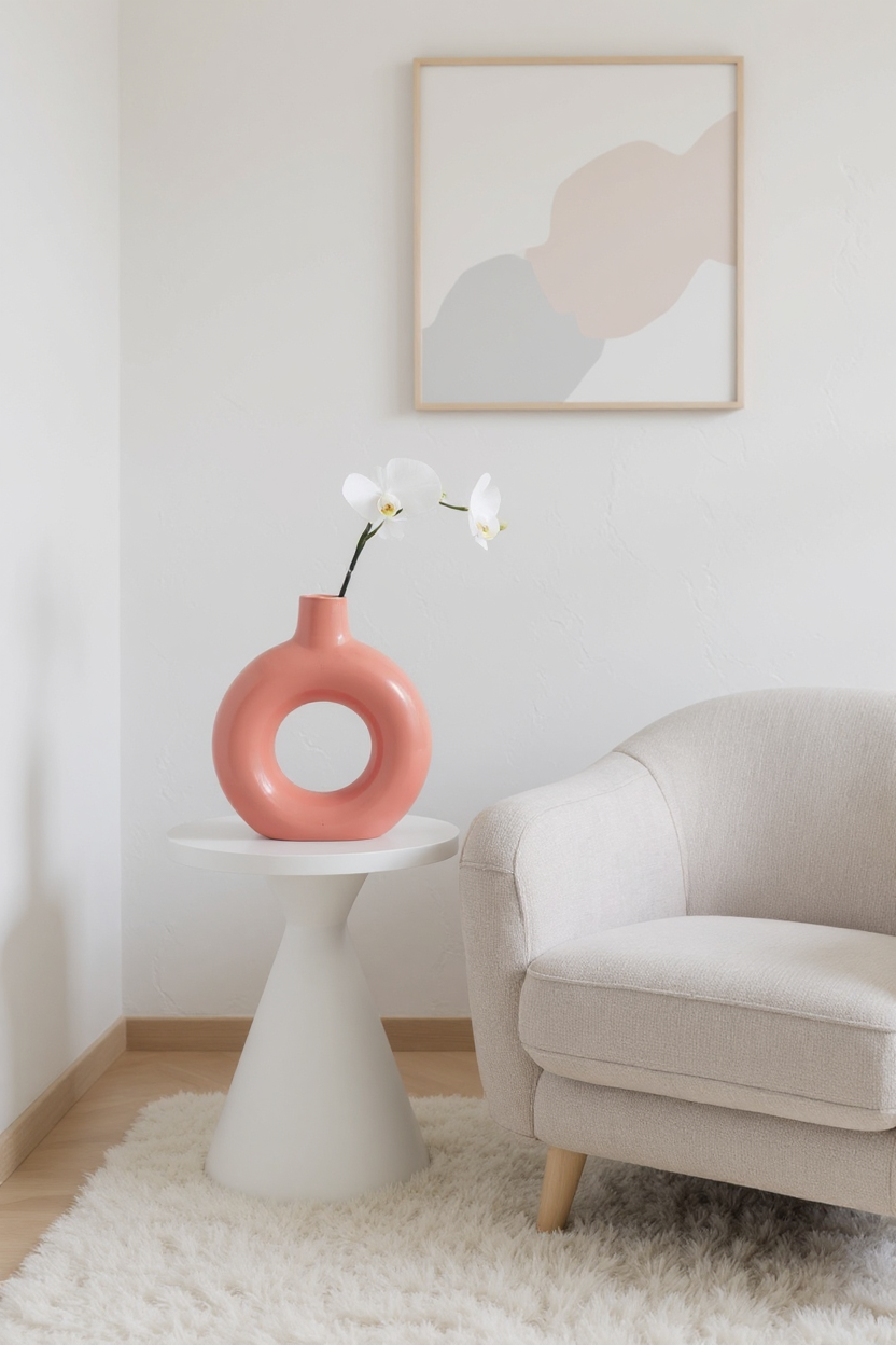 Claykaari Modern Ring Vase – Elegant Pink Ceramic Décor