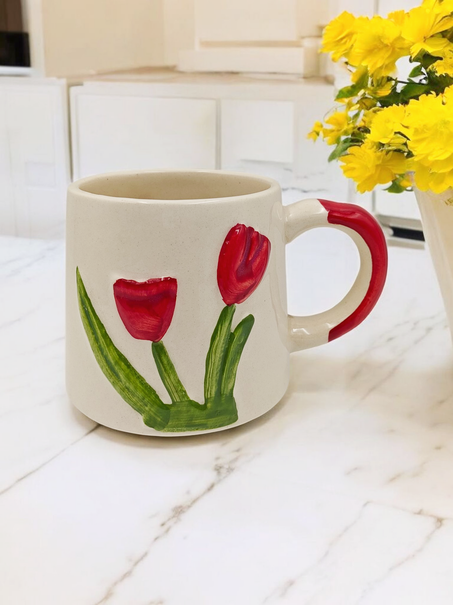 Hand-Painted Tulip Ceramic Mug