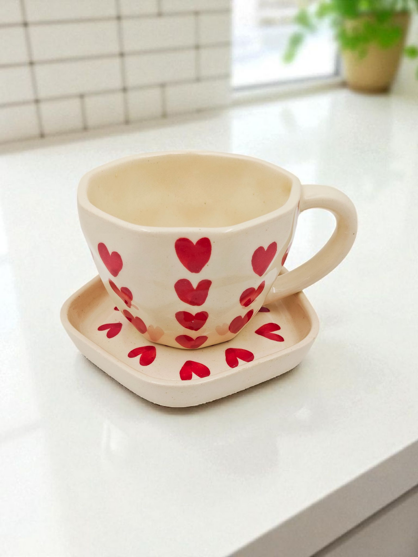 Sweetheart Cup & Saucer Set – Handmade with Love