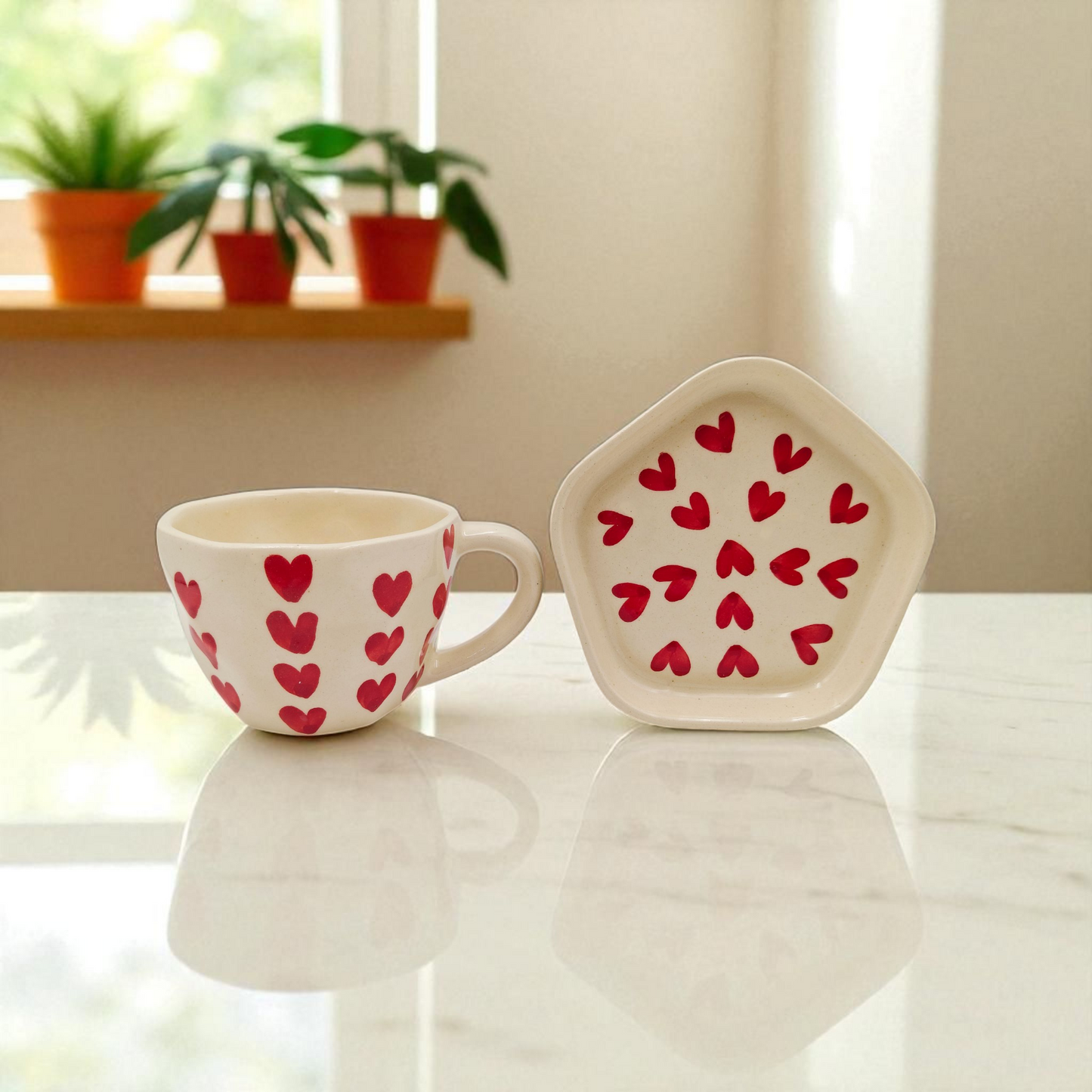 Sweetheart Cup & Saucer Set – Handmade with Love