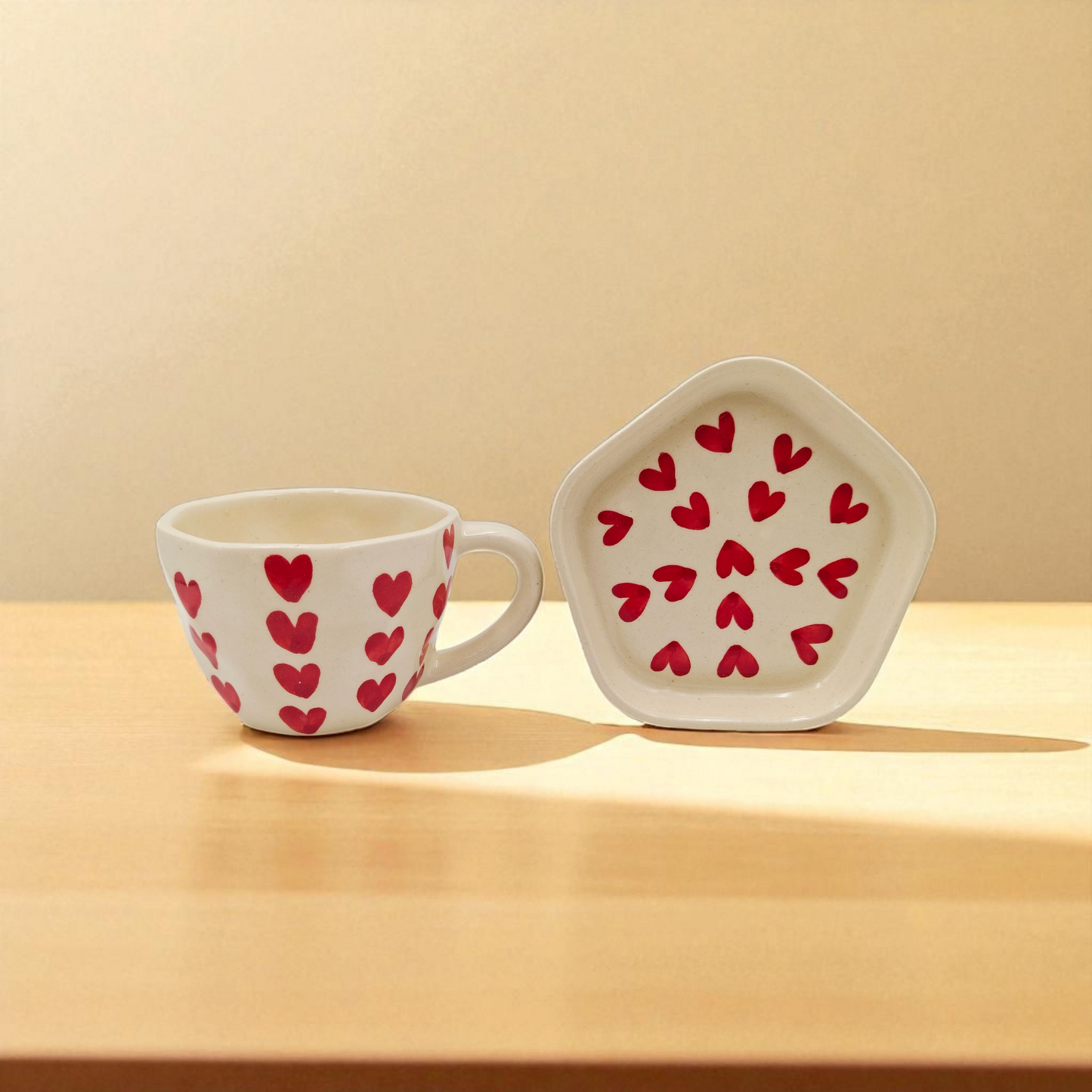 Sweetheart Cup & Saucer Set – Handmade with Love
