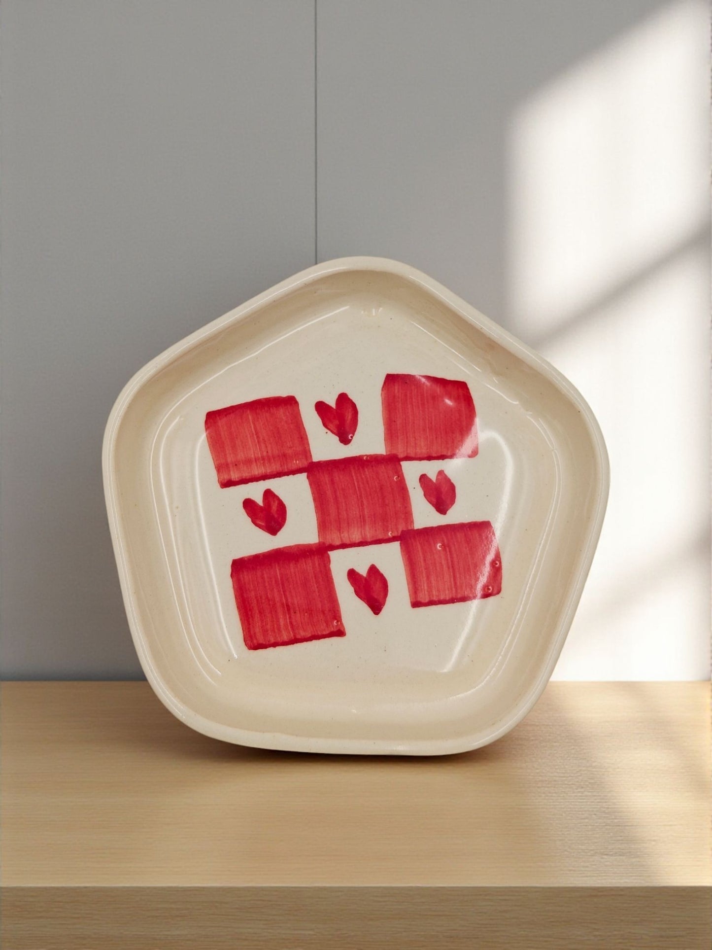 Hearts & Checks Cup and Saucer Set