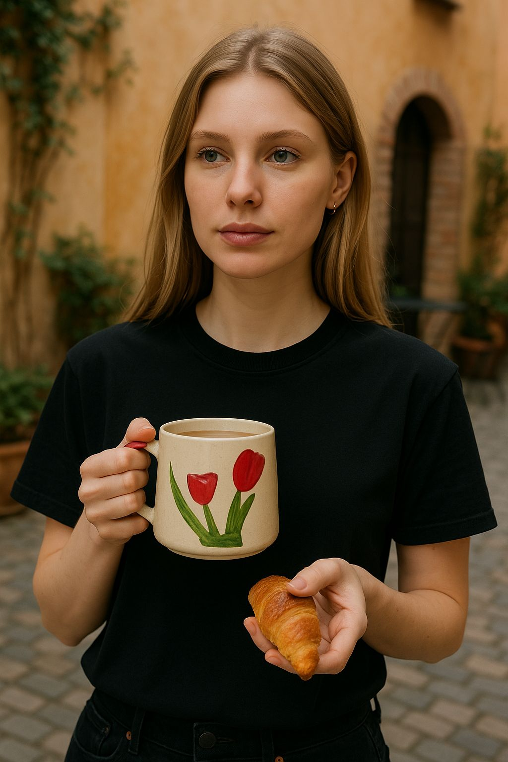 Hand-Painted Tulip Ceramic Mug