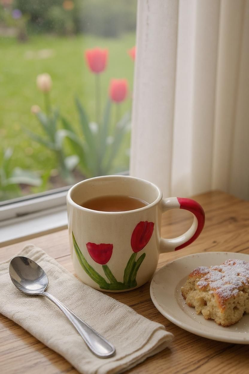 Hand-Painted Tulip Ceramic Mug