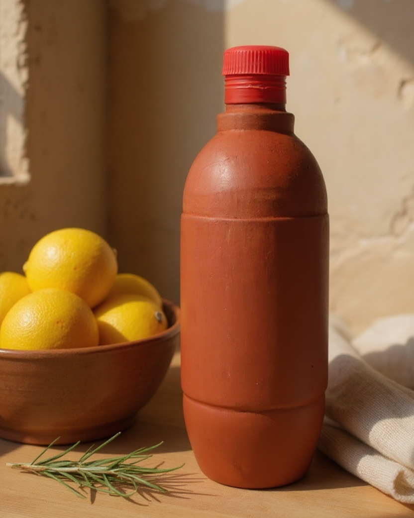 Claykaari Handmade Clay Water Bottle – Natural Cooling, Eco-Friendly & Healthy