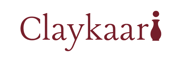 Claykaari logo with a stylized vase icon on a white background