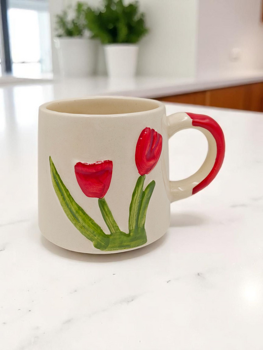 Hand-Painted Tulip Ceramic Mug
