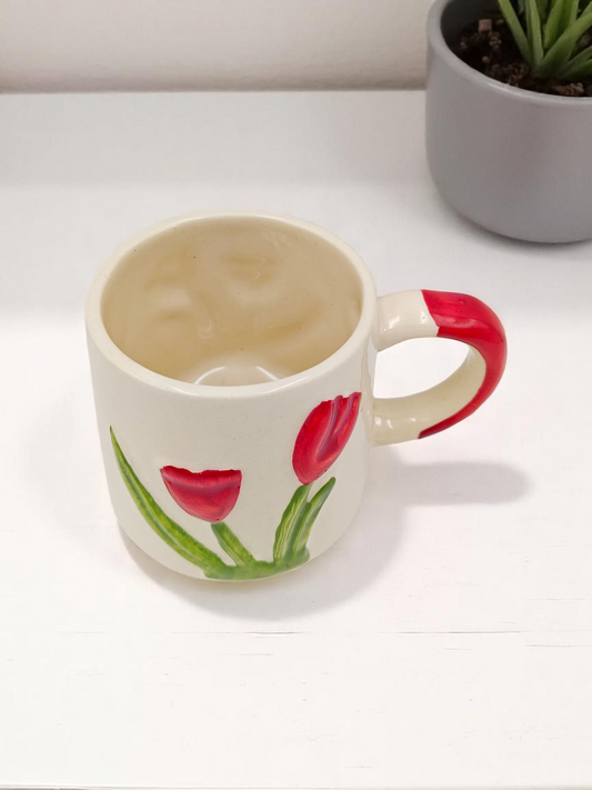 Hand-Painted Tulip Ceramic Mug