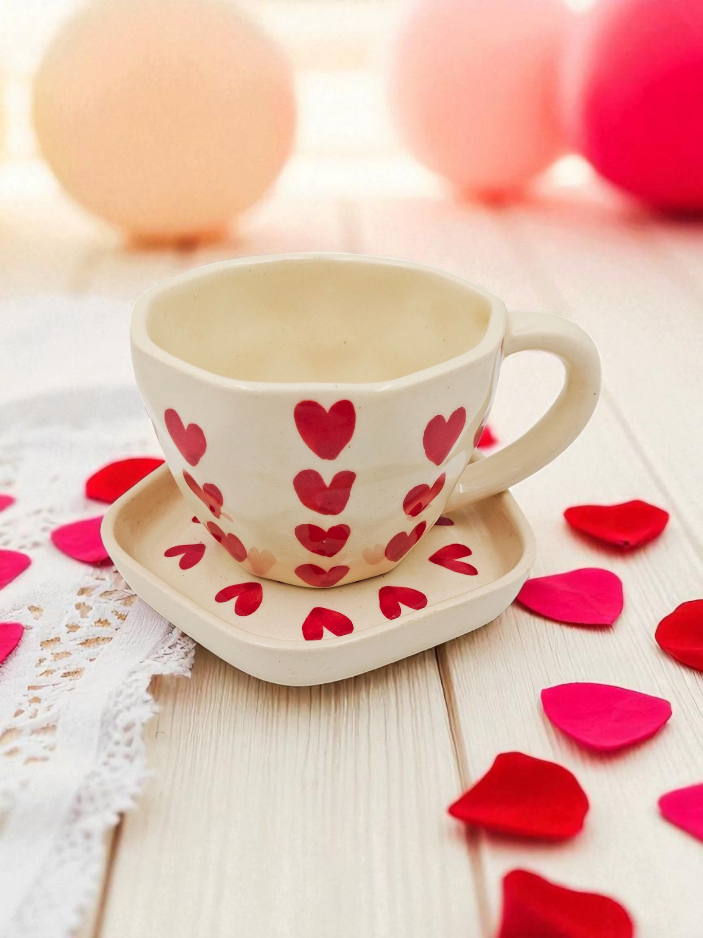 Sweetheart Cup & Saucer Set – Handmade with Love