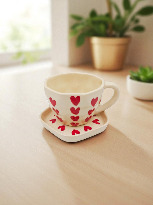 Sweetheart Cup & Saucer Set – Handmade with Love