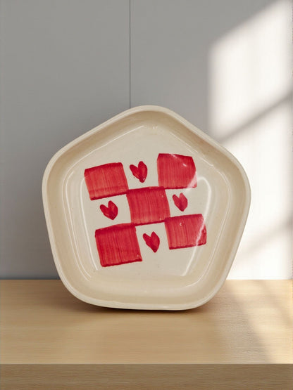 Hearts & Checks Cup and Saucer Set