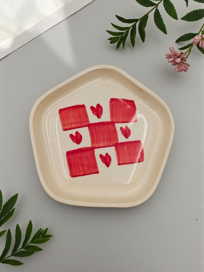 Hearts & Checks Cup and Saucer Set