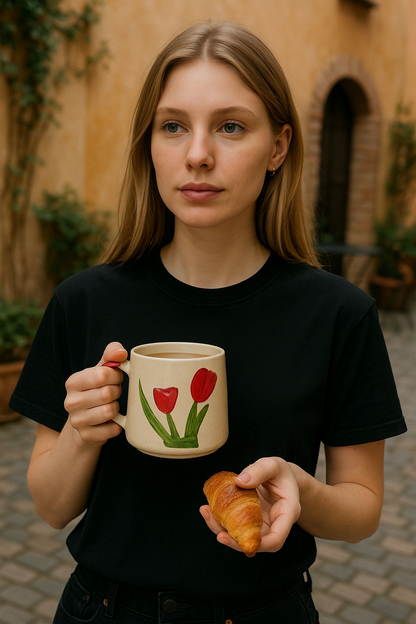 Hand-Painted Tulip Ceramic Mug