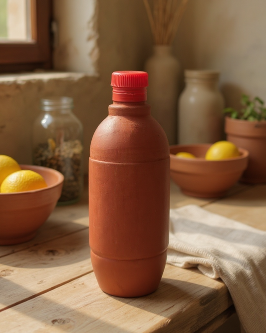 Claykaari Handmade Clay Water Bottle – Natural Cooling, Eco-Friendly & Healthy